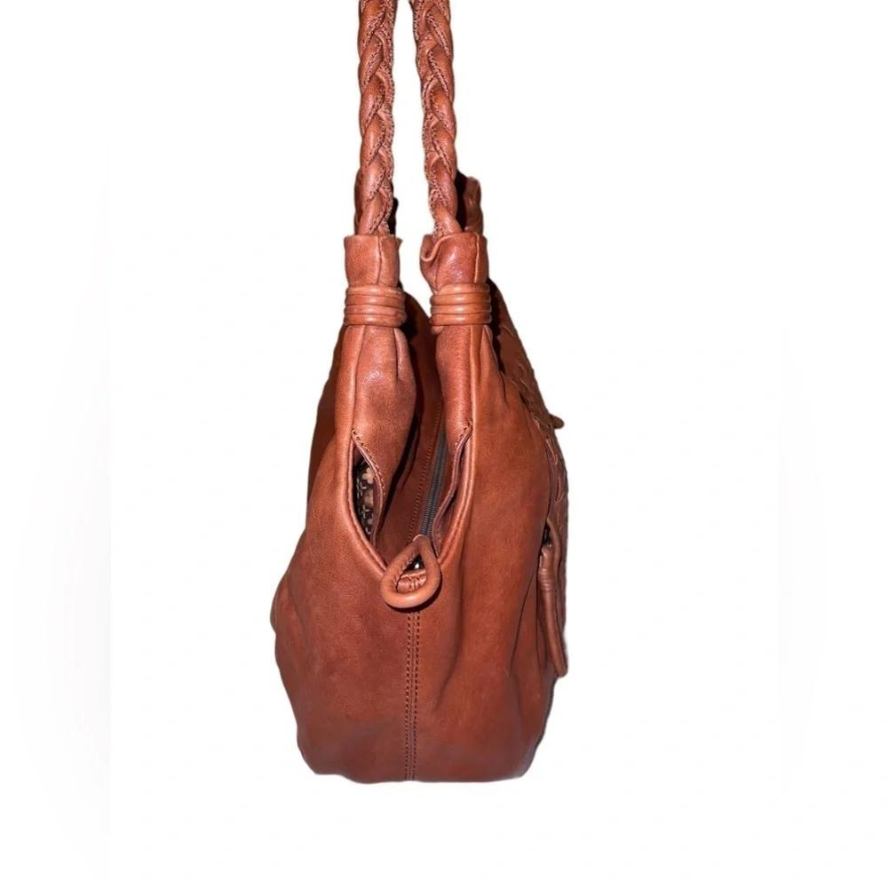 LOCKHEART Brick Woven Leather Hobo Handbag Braided Shoulder Strap